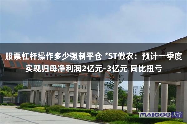 股票杠杆操作多少强制平仓 *ST傲农：预计一季度实现归母净利润2亿元-3亿元 同比扭亏