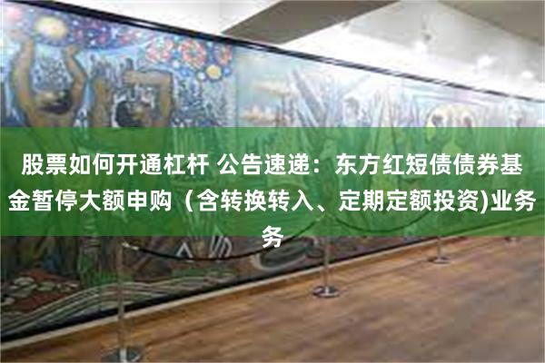股票如何开通杠杆 公告速递：东方红短债债券基金暂停大额申购（含转换转入、定期定额投资)业务